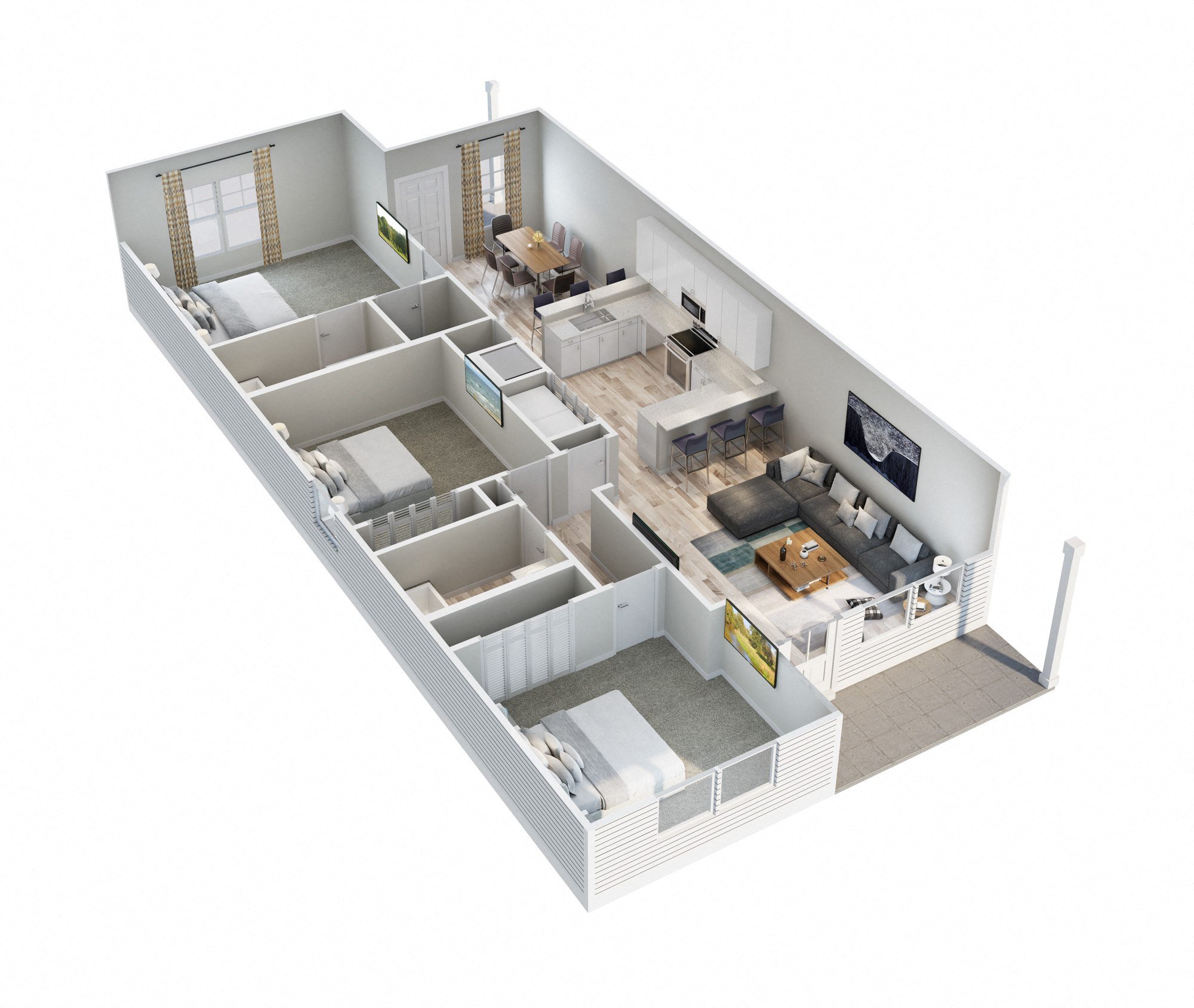 Cottage-Style Three Bedroom, Two Bathroom Home with Private Patio and Small Yard